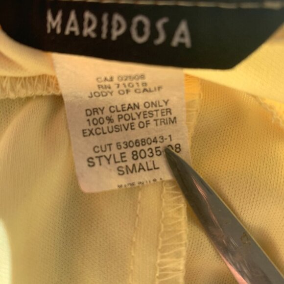 Vintage Babydoll Sheer Yellow Chiffon Handkerchief Asymmetrical Hem Midi Dress - Picture 10 of 13